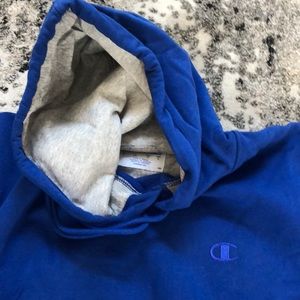 Blue champion hoodie with grey lining